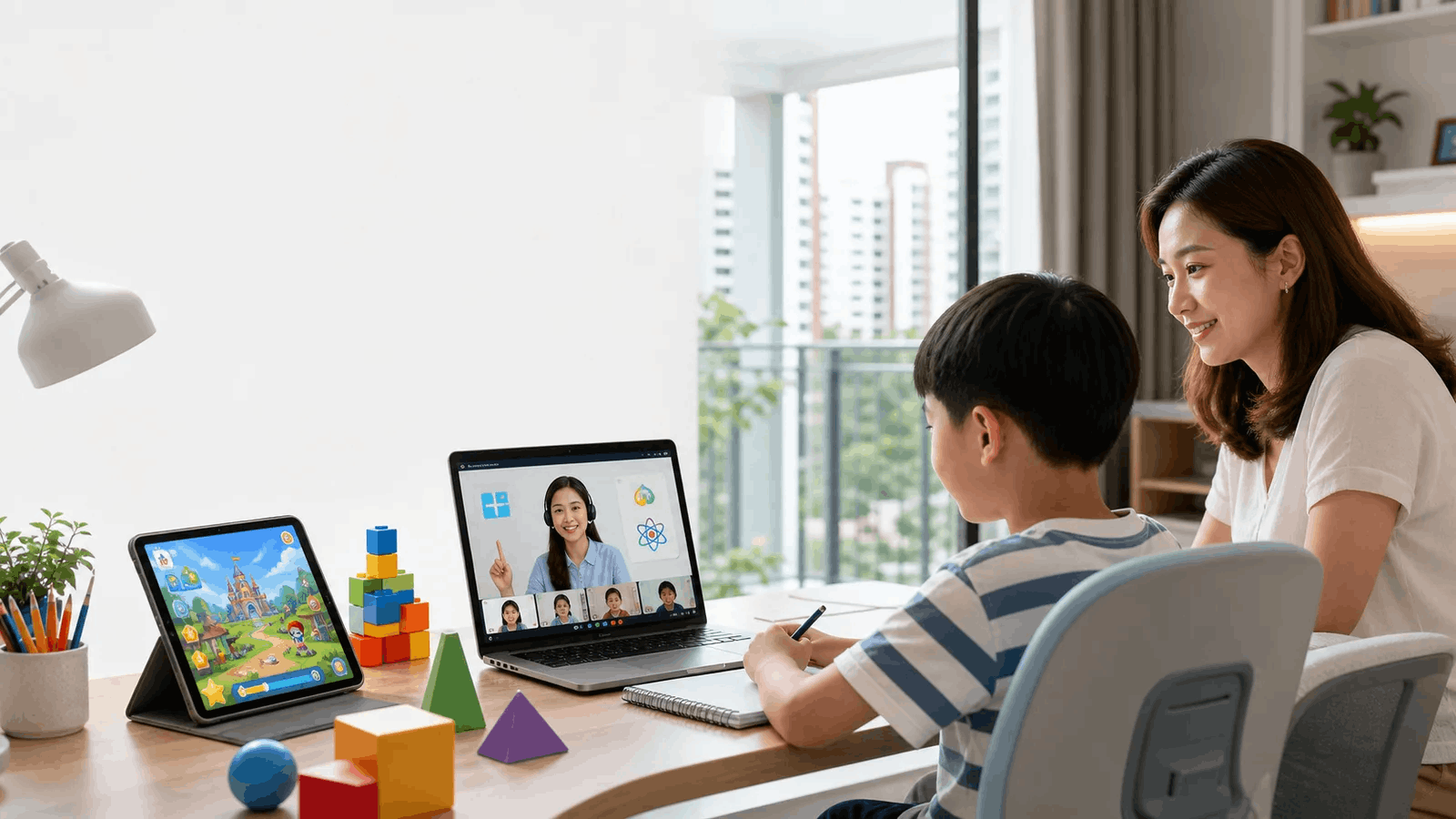 Parent and child in personalized tutoring session